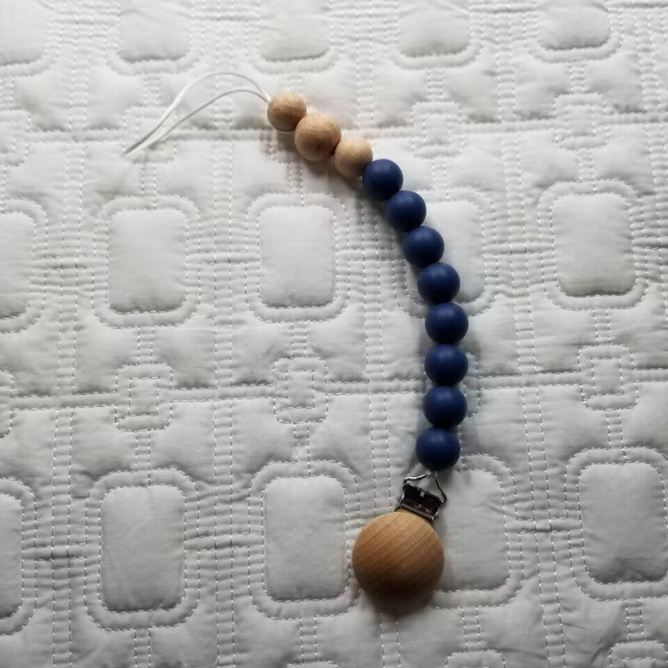 D&C Toys Beech Wood and Silicone Bead Pacifier Clips
