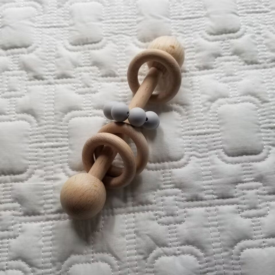 D&C Toys Silicone Wood Teething Rattle
