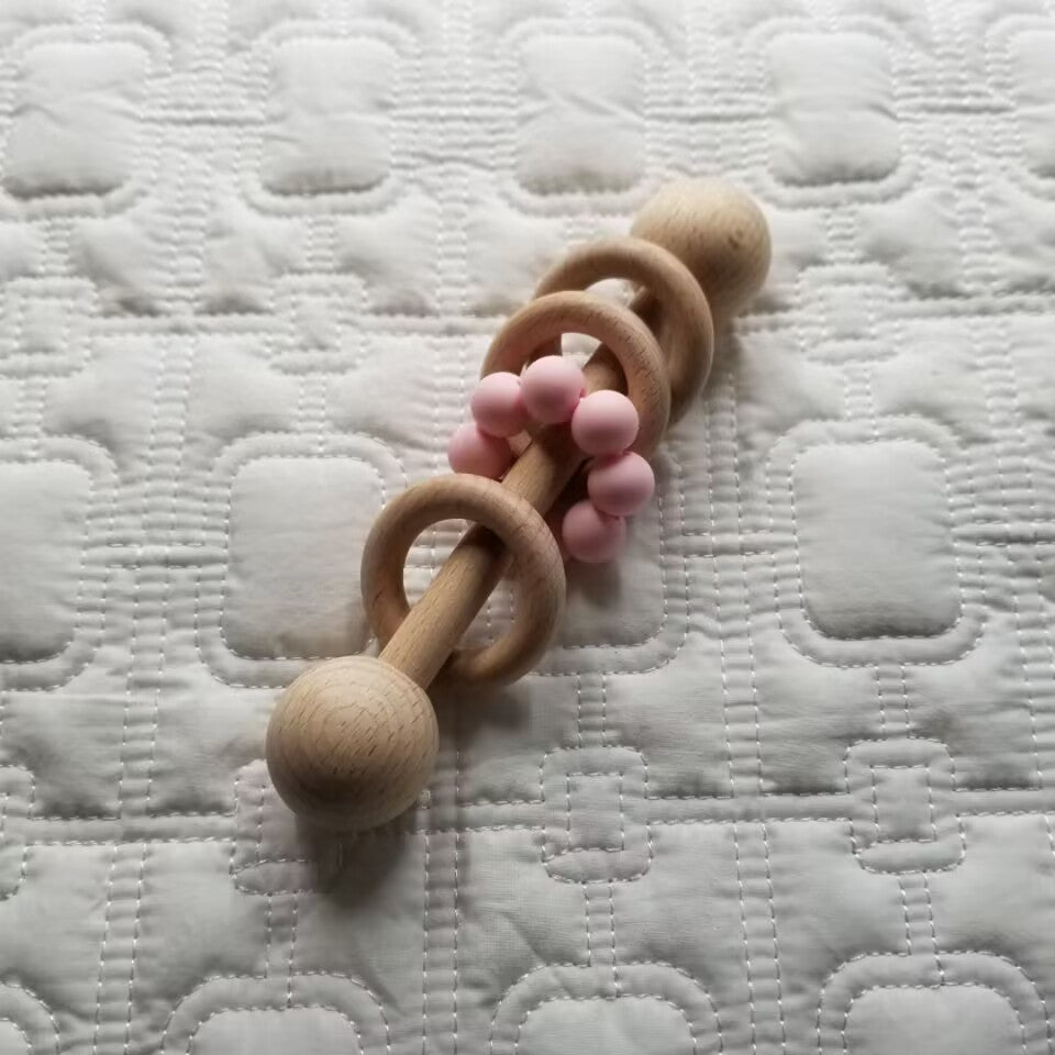 D&C Toys Silicone Wood Teething Rattle