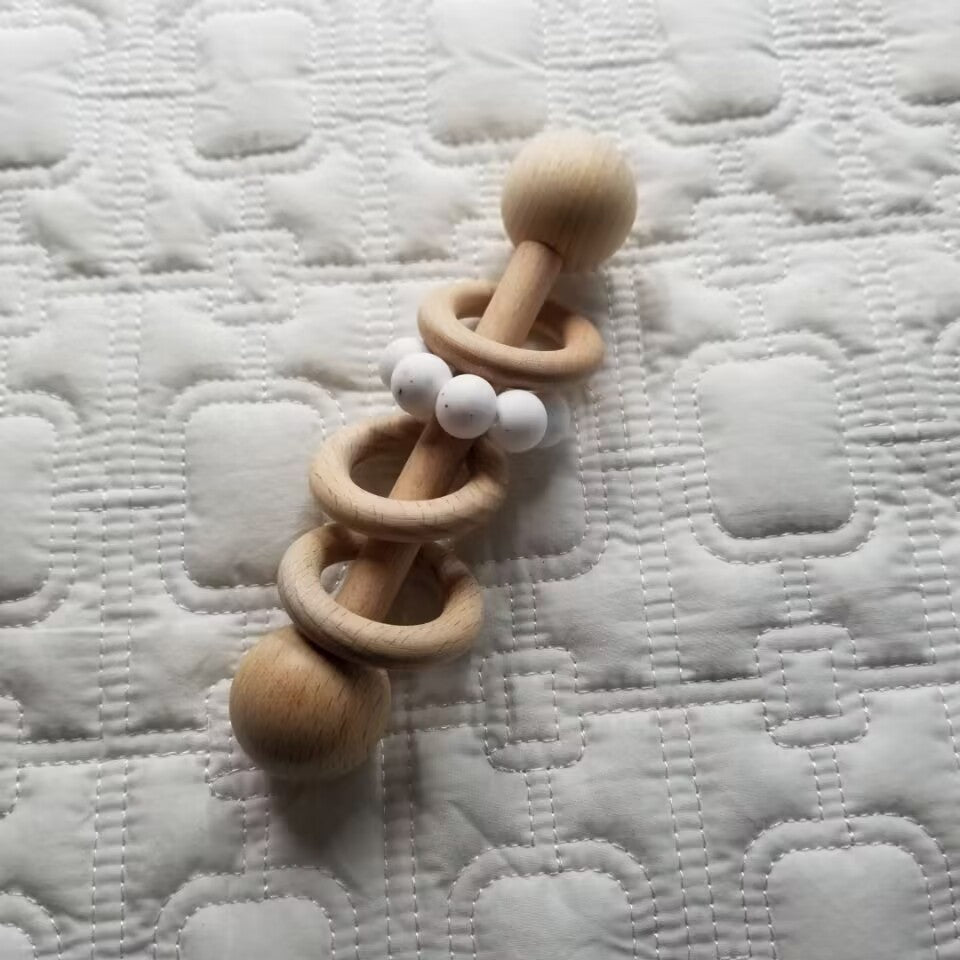 D&C Toys Silicone Wood Teething Rattle